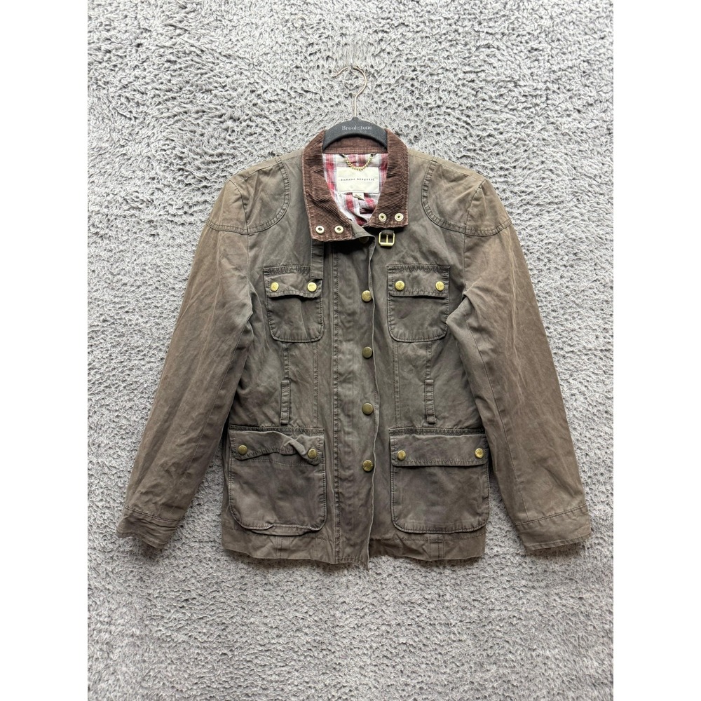 Banana Republic Canvas Utility Field Jacket Brown Safari Womens‎ Size M Petite